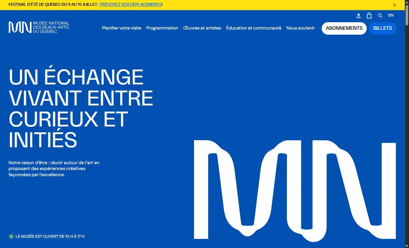 MNBAQ — Institution culturelle, projet web réalisé par Simon Hammadi